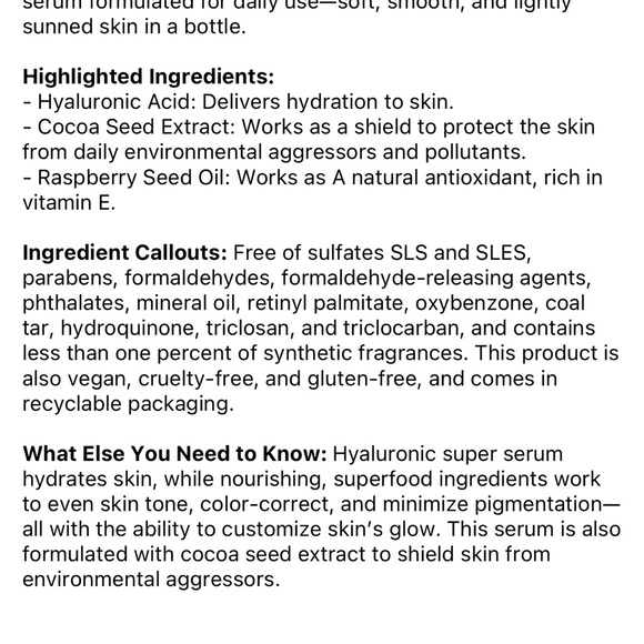 High End Hyluronic Serum with self tanner for face! Brand new. I love this! - Picture 2 of 3